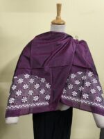 Silk Kantha Stitch Blouse Material – Checkered Floral Embroidery Design - Image 4