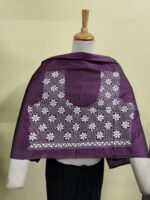 Silk Kantha Stitch Blouse Material – Checkered Floral Embroidery Design