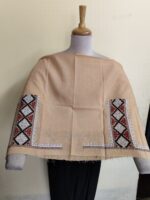 Gujarati Cotton Kantha Stitch Blouse Material - Hand Embroidery Beige - Image 3
