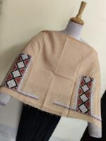 Gujarati Cotton Kantha Stitch Blouse Material - Hand Embroidery Beige - Image 4