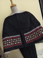 Gujarati Cotton Kantha Stitch Blouse Material black border style - Image 2