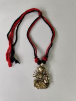 Handcrafted Pure Dokra Brass Pendant – Goddess Motif Red & black
