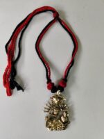 Handcrafted Pure Dokra Brass Pendant – Goddess Motif Red & black - Image 4