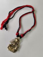 Handcrafted Pure Dokra Brass Pendant – Goddess Motif Red & black - Image 3