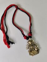 Handcrafted Pure Dokra Brass Pendant – Goddess Motif Red & black - Image 2