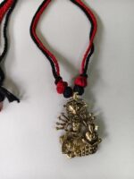 Handcrafted Pure Dokra Brass Pendant – Goddess Motif Red & black - Image 5
