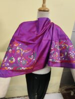 Silk Kantha Stitch Blouse Material – Vibrant Bird & Floral Embroidery - Image 4