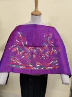 Silk Kantha Stitch Blouse Material – Vibrant Bird & Floral Embroidery