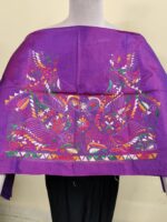 Silk Kantha Stitch Blouse Material – Vibrant Bird & Floral Embroidery - Image 5