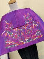 Silk Kantha Stitch Blouse Material – Vibrant Bird & Floral Embroidery - Image 2