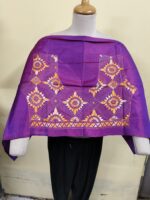 Silk Kantha Blouse Material – Geometric Floral Embroidery Design