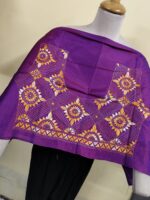 Silk Kantha Blouse Material – Geometric Floral Embroidery Design - Image 3