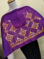 Silk Kantha Blouse Material – Geometric Floral Embroidery Design - Image 2