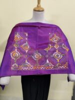 Silk Kantha Stitch Blouse Material – Geometric Floral Embroidery Design