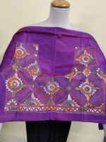 Silk Kantha Stitch Blouse Material – Geometric Floral Embroidery Design - Image 2