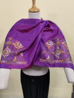 Silk Kantha Stitch Blouse Material – Geometric Floral Embroidery Design - Image 4