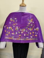 Silk Kantha Stitch Blouse Material – Multicolor Floral & Leaf Embroidery