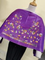 Silk Kantha Stitch Blouse Material – Multicolor Floral & Leaf Embroidery - Image 3