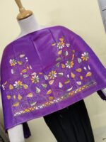 Silk Kantha Stitch Blouse Material – Multicolor Floral & Leaf Embroidery - Image 2