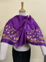 Silk Kantha Stitch Blouse Material – Multicolor Floral & Leaf Embroidery - Image 5