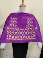 Silk Kantha Stitch Blouse Material piece – Hand Embroidery Purple