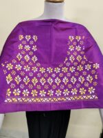 Silk Kantha Stitch Blouse Material piece – Hand Embroidery Purple - Image 4