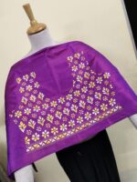 Silk Kantha Stitch Blouse Material piece – Hand Embroidery Purple - Image 2