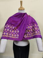 Silk Kantha Stitch Blouse Material piece – Hand Embroidery Purple - Image 6