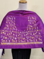 Silk Kantha Stitch Blouse piece Material – Hand Embroidery Purple - Image 4