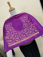 Silk Kantha Stitch Blouse piece Material – Hand Embroidery Purple - Image 2
