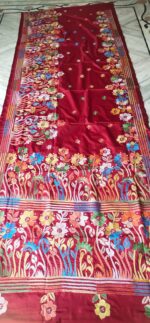 Handcrafted Kantha Stitch Bangalore Art Silk Saree – Multicolor Floral
