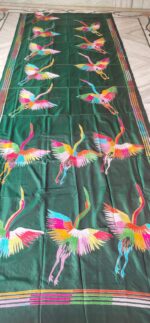 Handcrafted Kantha Stitch Bangalore Art Silk Saree – Crane Motifs