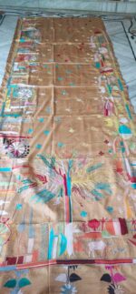 Handcrafted Kantha Stitch Bangalore Art Silk Saree – Heritage Tree & Nature Motifs