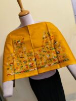 Premium Pure Cotton Kantha Blouse Material  – Motifs of traditional rural life - Image 2