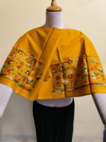 Premium Pure Cotton Kantha Blouse Material  – Motifs of traditional rural life - Image 4