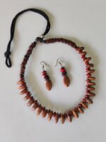 Handmade tree seed necklace and earring set – rustic brown hue - Image 3