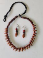 Handmade tree seed necklace and earring set – rustic brown hue