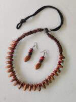 Handmade tree seed necklace and earring set – rustic brown hue - Image 2