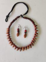 Handmade tree seed necklace and earring set – rustic brown hue - Image 4