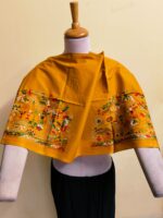 Premium Pure Cotton Kantha Blouse Material  – traditional figures Mustard Yellow - Image 4