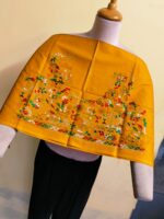 Premium Pure Cotton Kantha Blouse Material  – traditional figures Mustard Yellow - Image 3