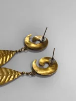 Handcrafted Brass Earrings – Spiral & Leaf Motif - Image 2