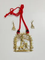 Handcrafted Dokra Brass Pendant Necklace Set – Durga Motif - Image 4