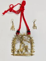 Handcrafted Dokra Brass Pendant Necklace Set – Durga Motif