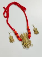 Handcrafted Dokra Brass Necklace & Earrings Set – Traditional Tribal Art face motif - Image 2