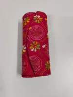 Handmade Cotton Kantha Stitch Round Hand Clutch Wallet – Pink Floral Embroidery - Image 5