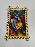 Handmade Bamboo & Wooden Photo Frame – Krishna Radha Folk Art Design - Image 4