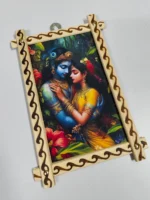 Handmade Bamboo & Wooden Photo Frame – Krishna Radha Folk Art Design - Image 3