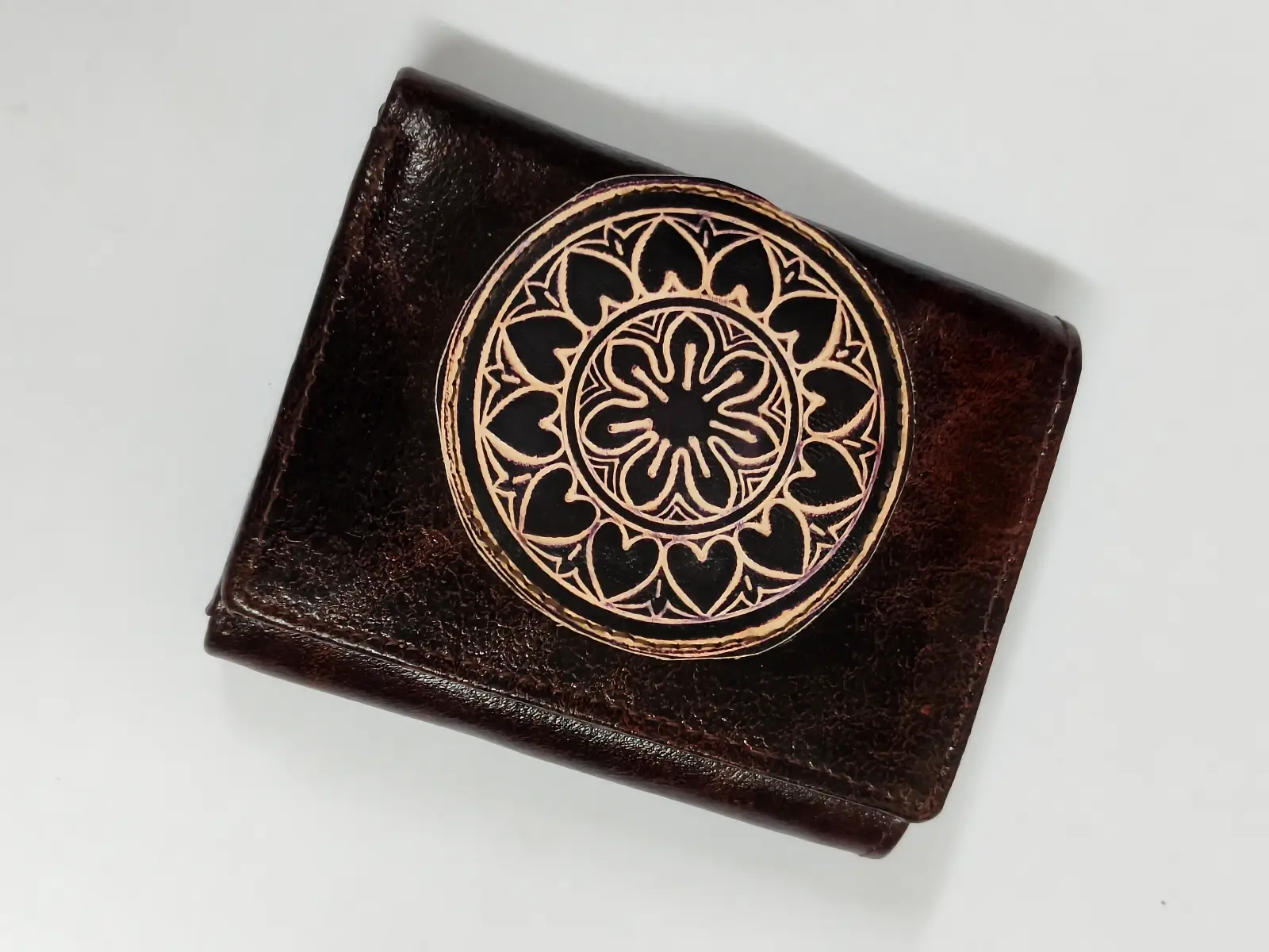1001187450.webp Handcrafted Premium Leather Wallet – Deep Embossed Mandala - Image 1